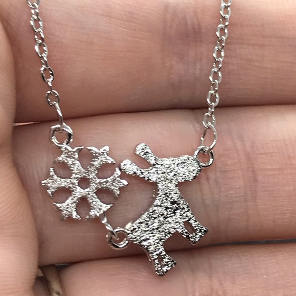 S925 Christmas Snowflake Deer Necklace - Picture 4 of 4